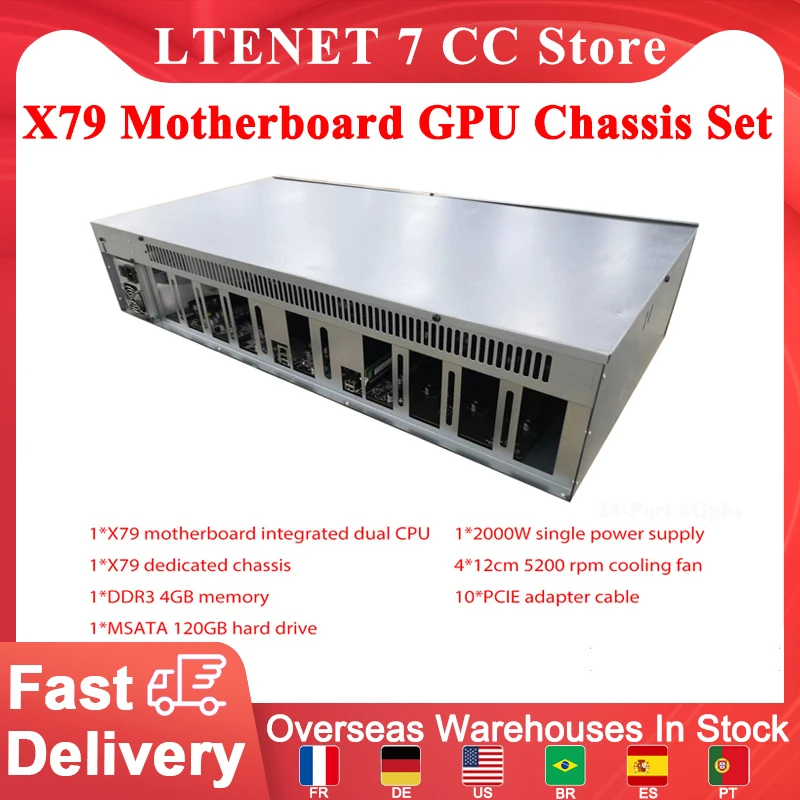 

X79-3060 Motherboard Integrated GPU Chassis DDR3 4GB/8GB Memory MSATA 120GB Hard Drive 2000W 5200 RPM Cooling Fan PCIE Cable
