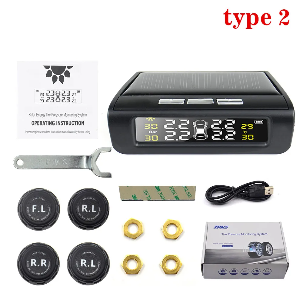 Датчик давления в шинах tpms на солнечной батарее USB датчик с ЖК дисплеем внешний