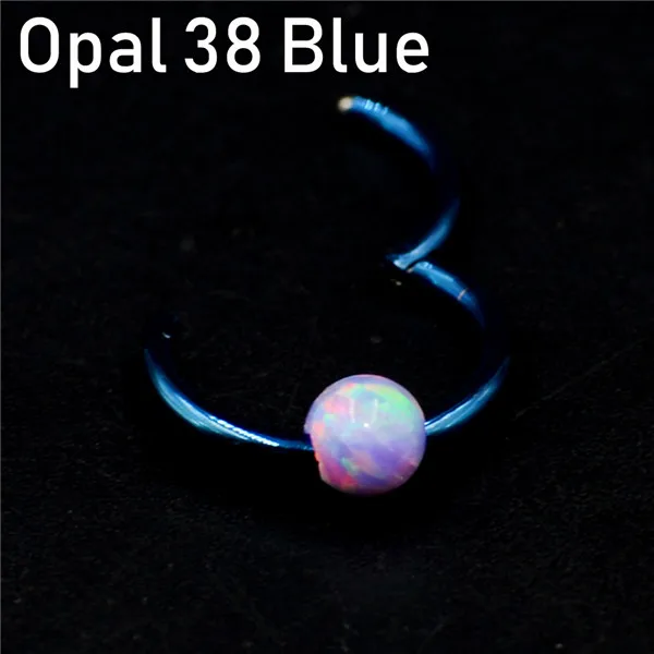 Opal 38 Blue 1 шт. титановая шарнирная Опаловая перегородка кликер носовое кольцо Лабрет губа ушной хрящ спираль серьги гвоздики пирсинг ювелирные изделия 16 г - Окраска металла: Opal 38 Blue