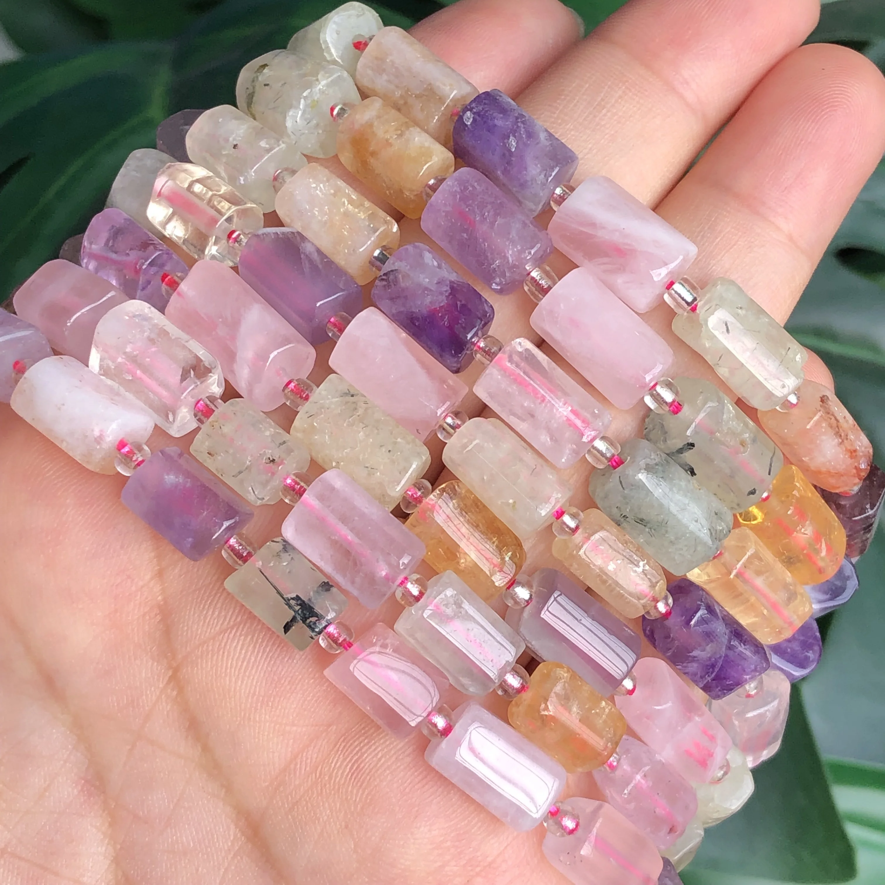 

7x10mm Natural Cylinder Colorful Quartz Stone Faceted Loose Tube Beads For Making Jewelry DIY Bracelet Necklace Ear Accessories