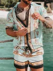Мужская пляжная рубашка на пуговицах, Повседневная пляжная рубашка с короткими рукавами и гавайским принтом, уличная одежда, лето 2021