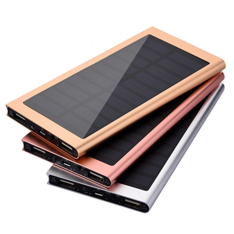 Солнечный внешний аккумулятор 30000 мАч большая емкость Ультра тонкий 9 мм с