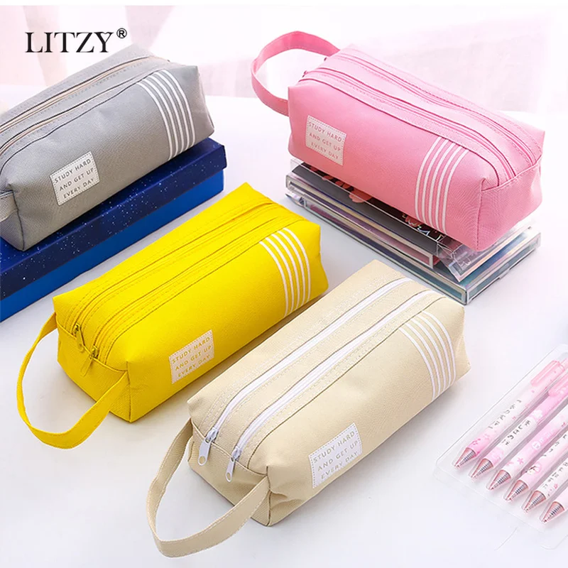 Большой чехол карандаш на двойной молнии Kawaii тканевый прозрачная большая