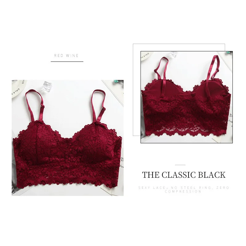 

Tidan Women's Lace Bra Wireless Beautiful Back Bandeau Ladies Bralette Soft Brassiere Push Up Padded Lingerie