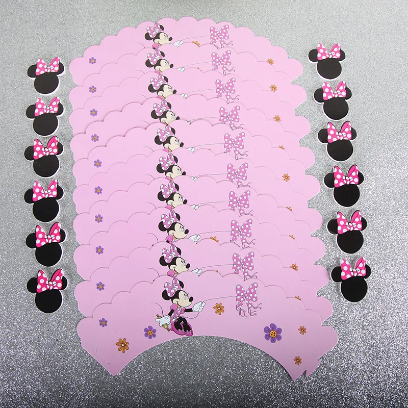 24 шт./лот топперы для торта на день рождения розовая чашка с Минни Маус вечерние