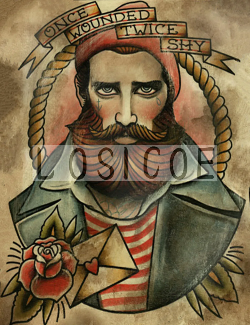 Ретро постер из крафт бумаги 30 х42 см тату Наклейка на стену для украшения бара