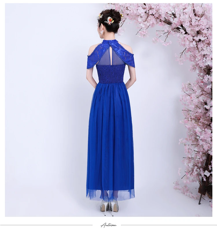 Винтажное платье подружки невесты Королевского синего цвета элегантное женское