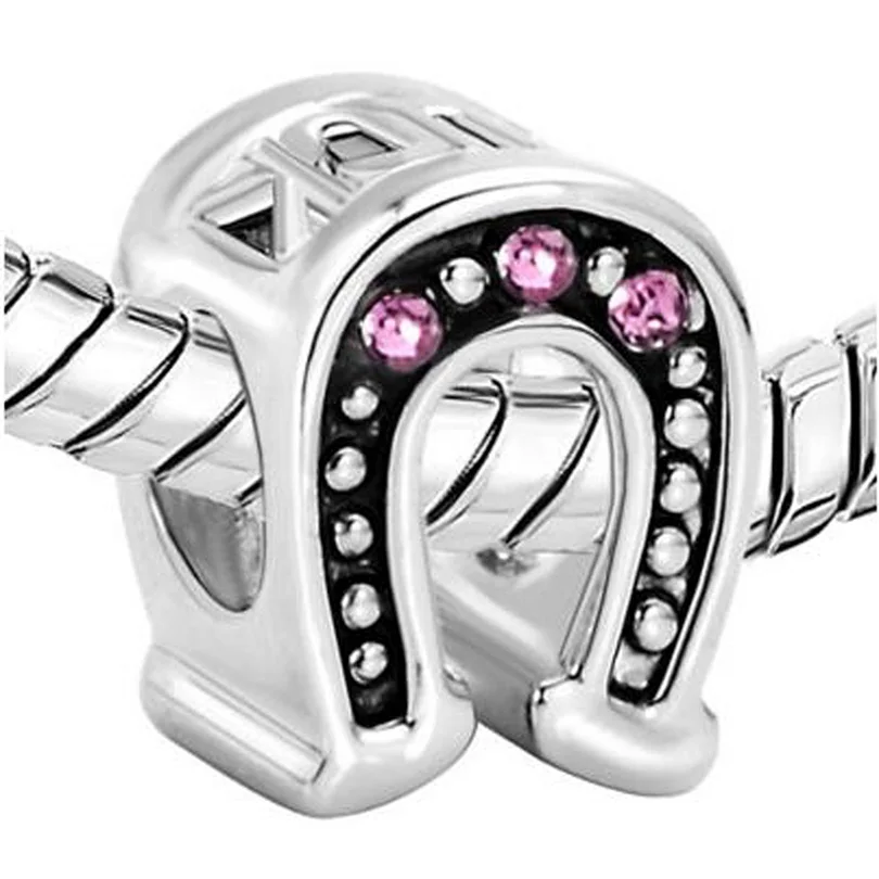 Новые бусины розовый кристалл удача седло очаровательные подходят для Pandora