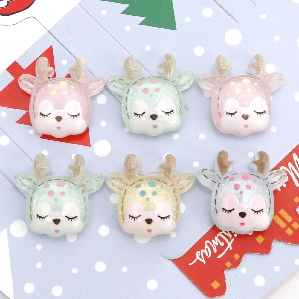

10Pcs Cute Flatback Resin Sleeping Deer Embellishments Kawaii Cabochons For Scrapbooking