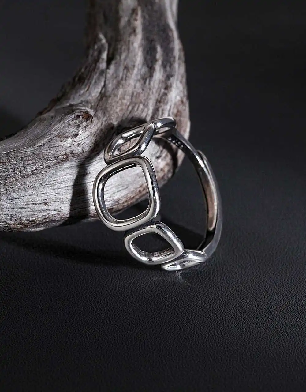 

Simple Geometric Hollow Circle Shape Jewelry 925 Sterling Silver for Women Ring Unisex Couple Adjustable Ring Party Jewelry