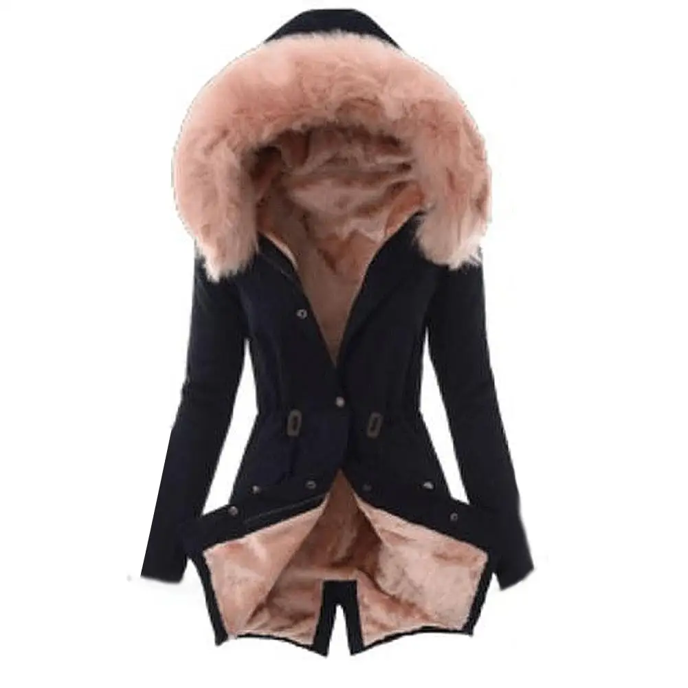 Зимний женский пуховик 3XL с капюшоном длинная куртка Женское пальто ультратонкий