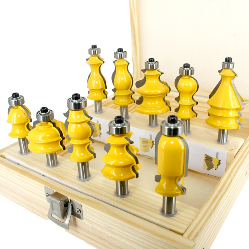 LA VIE 10pcs 8mm Shank Architectural Molding Handrail Router Bits Set Casing Base CNC Line Woodworking Cutters Face Mill MC02070 |