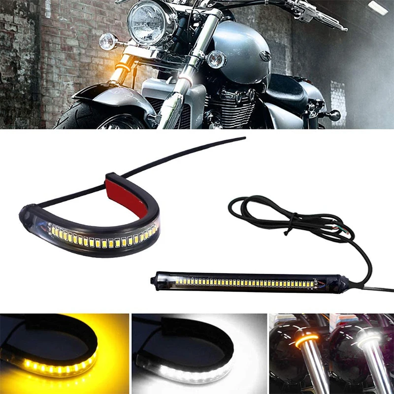 

Onever 2Pcs motorcycle Front Fork LED Turn Signal Motorcycle Accessories Waterproof Indicator yellow light and white light