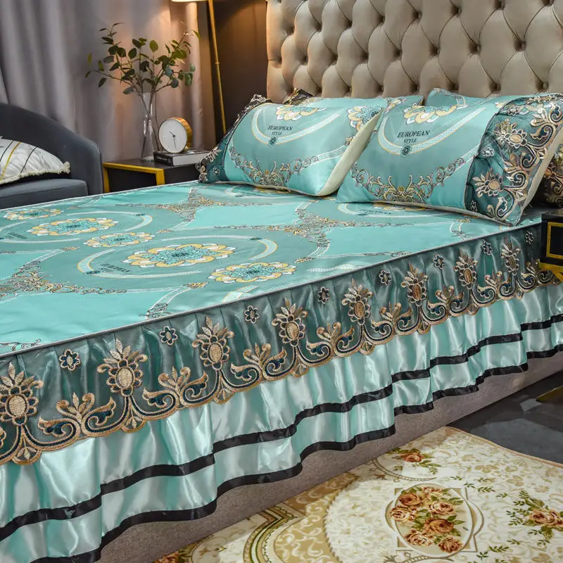 

Luxury Bed Cover Queen King Size with Lace Skirt Bed Sheets Mattress Cover Mat Pad All Season Bedding Home Hotel Decor