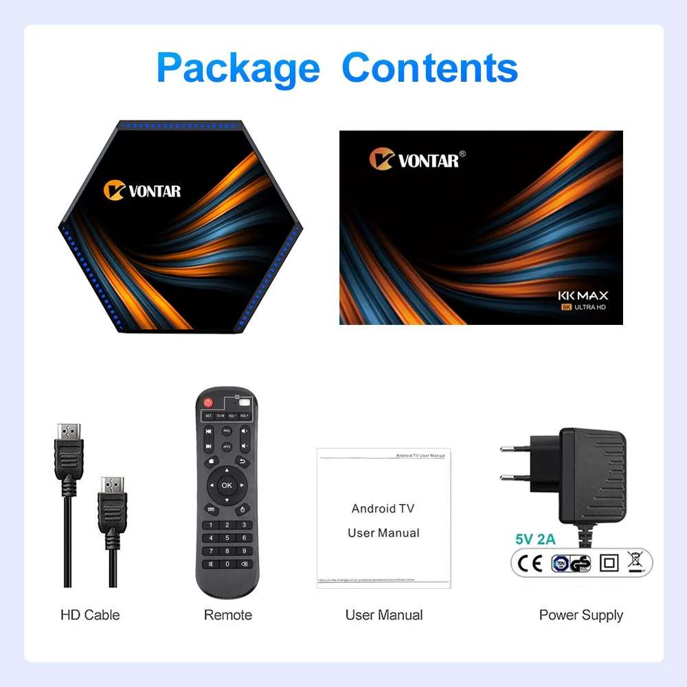 ТВ-приставка VONTAR KK MAX RK3566 Android 11 8 + 64/4/32 ГБ Wi-Fi 4K 8K Google Assistant Youtube медиаплеер |