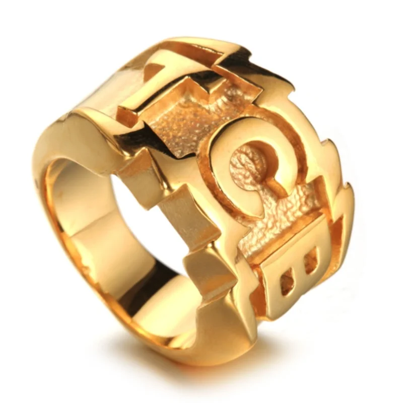 

2021 New Men's Fashion Punk Gothic Letter Rings Men's Rings European And American Punk Classic Motorcycle Hip Hop Rings