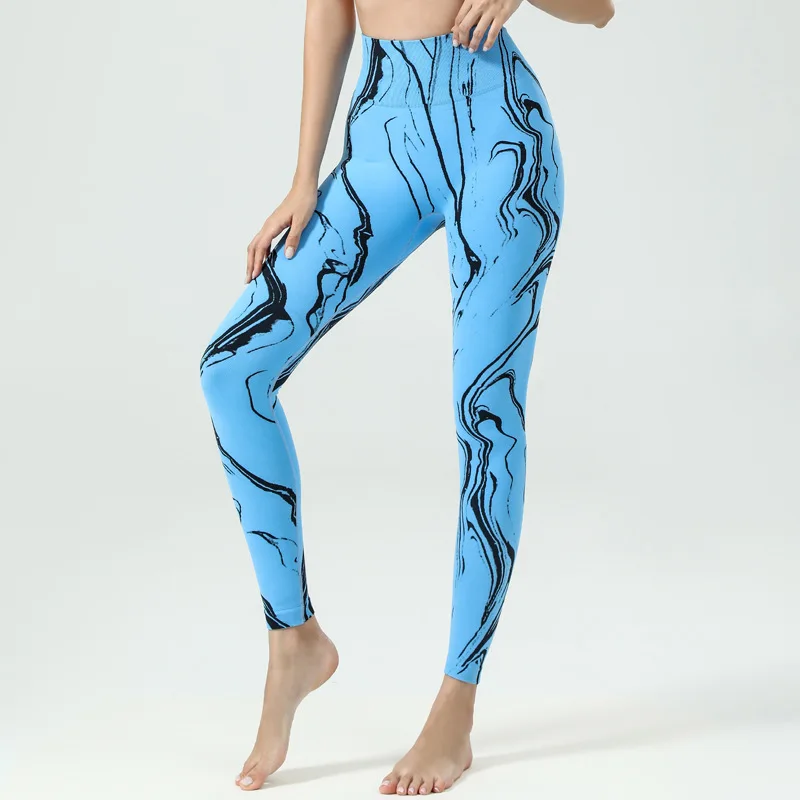 

Seamless Tie-dye Yoga Pants Women Outdoor Nude Skinny Fitness Pants Peach Hip Sweatpants High Waist Running Yoga Leggings