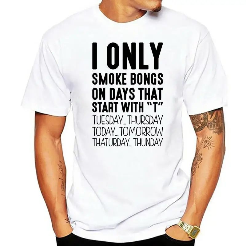 

Классическая футболка i only smoke bongs on days that start wi стандартная одежда футболка с круглым вырезом 100% хлопок футболка