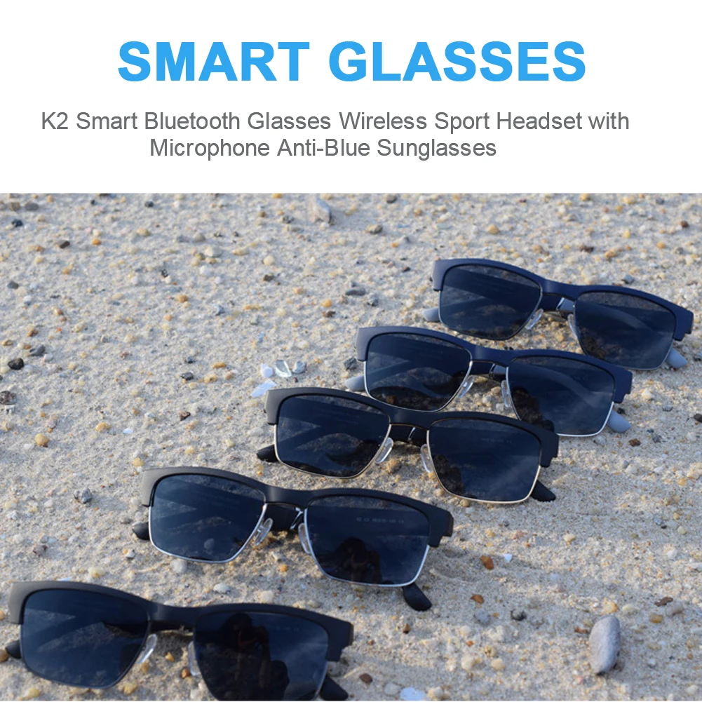 저렴한 K2 BT5.0 스마트 안경 음악 듣기 이어폰 안경 2-in-1 지능형 하이테크 선글라스, 안드로이드 및 Ios에 적합