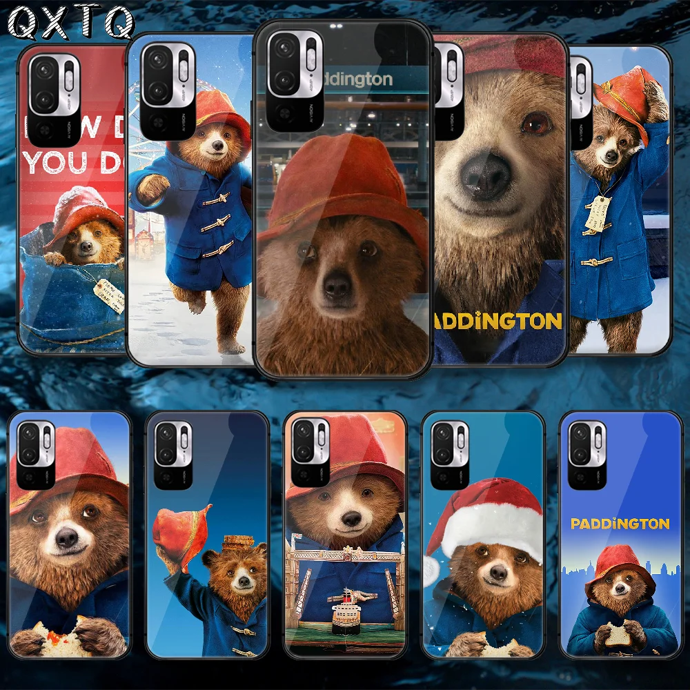 

QXTQ Paddington Cute Bear Tempered Glass Phone Case Bag Cover For Xiaomi Redmi Note 7 8 9 10 A C T S Pro K 30 40 Prime Hot Back