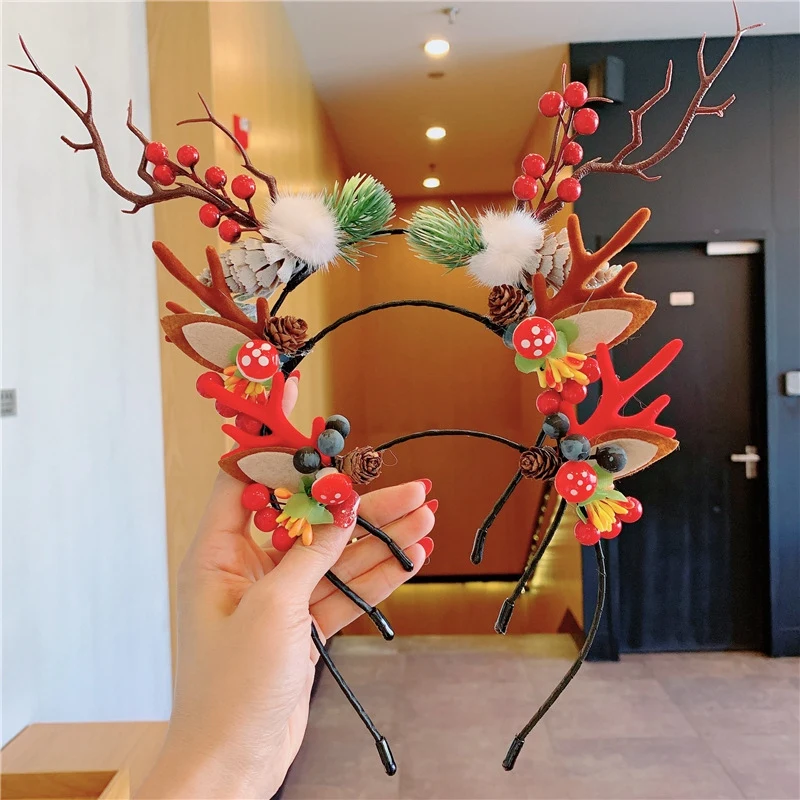 Новогодние повязки Санта Рождественская елка лося обруч на голову с рогами