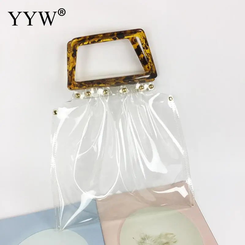 

YYW top handle handbag with transparent bag large capacity pvc shopping bag women's handbags fashion jelly tote 2021 bolsa mujer