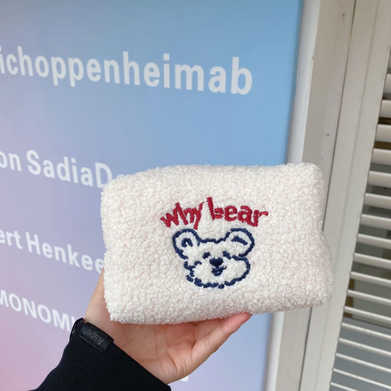 Большой Вместительный плюшевый чехол с корейским медведем для макияжа женщин