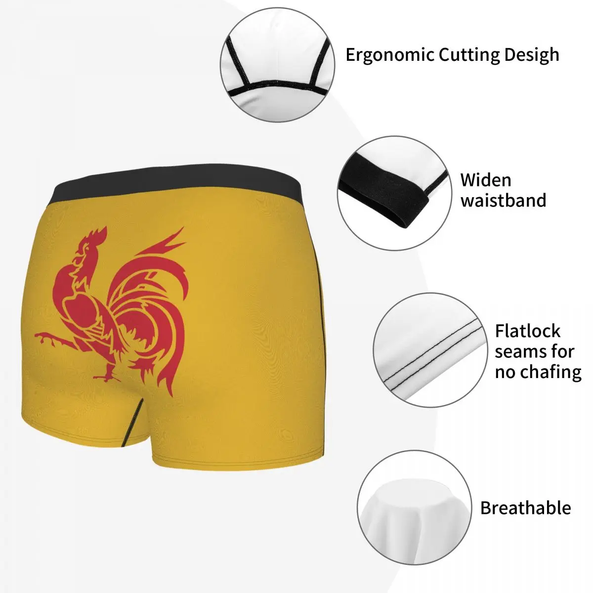 Мужские трусы боксеры с флагом Валлонии мужские бельгийским юмором|Мужские