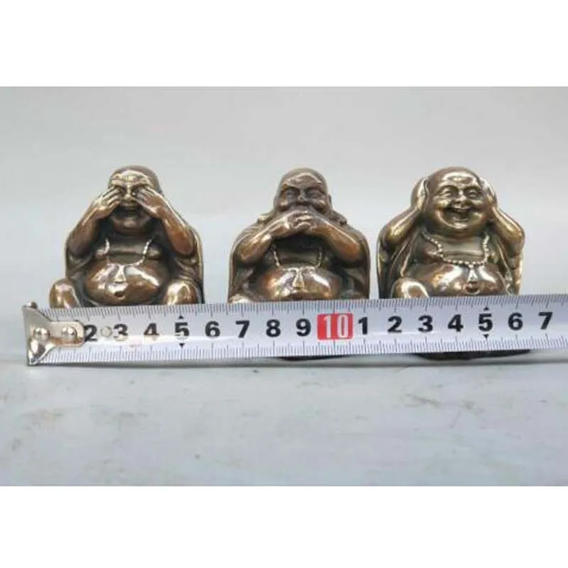 

Chinese pure brass Three little buddhas statue