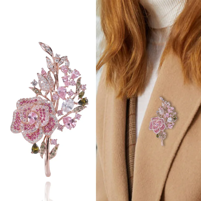 

Роскошная брошь с полностью хрустальной оправой, модное дизайнерское украшение из циркона, красивые женские блестящие булавки в форме цвет...
