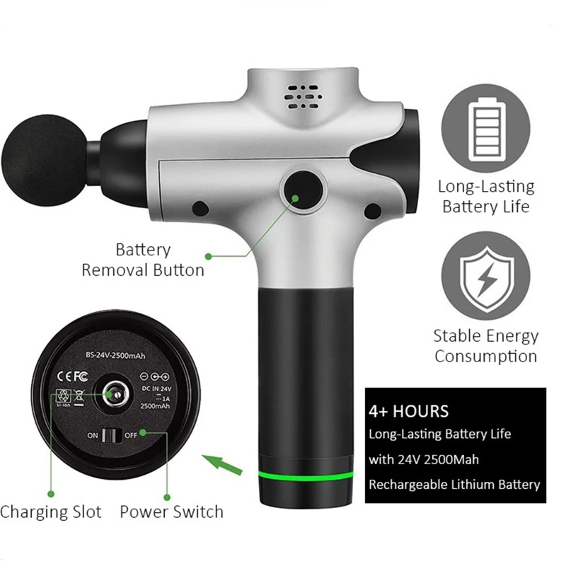 

Electric Muscle Massager Deep Tissue Percussion Massage Tool Handheld Body Sports Vibrating Pain Relief Therapy Device