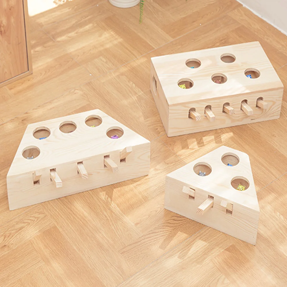 Интерактивные игрушки для кошек мышей 5 отверстий твердая древесина Крот игра