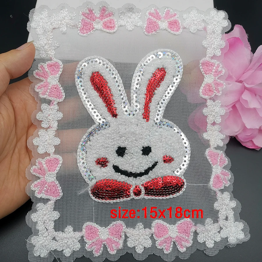 Embroidered Rabbit Cloth Patch Clothes T-shirt Dress Children Girl Fashion Clothes Patch Stickers