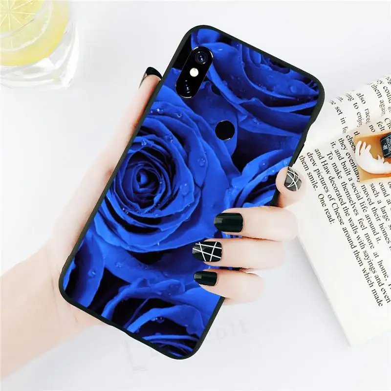 

Blue rose art pattern luxury design Phone Case shell For Xiaomi Redmi note 7 8 9 t k30 max3 9 s 10 pro lite