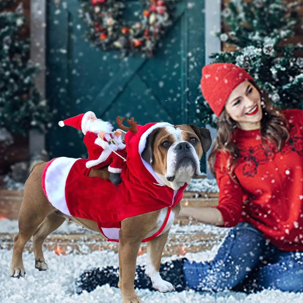 Рождественская Одежда для собак, костюмы для собак Санта-Клауса, праздничная нарядная одежда для Smal средних и больших собак, забавная Одежда для собак, верховая езда