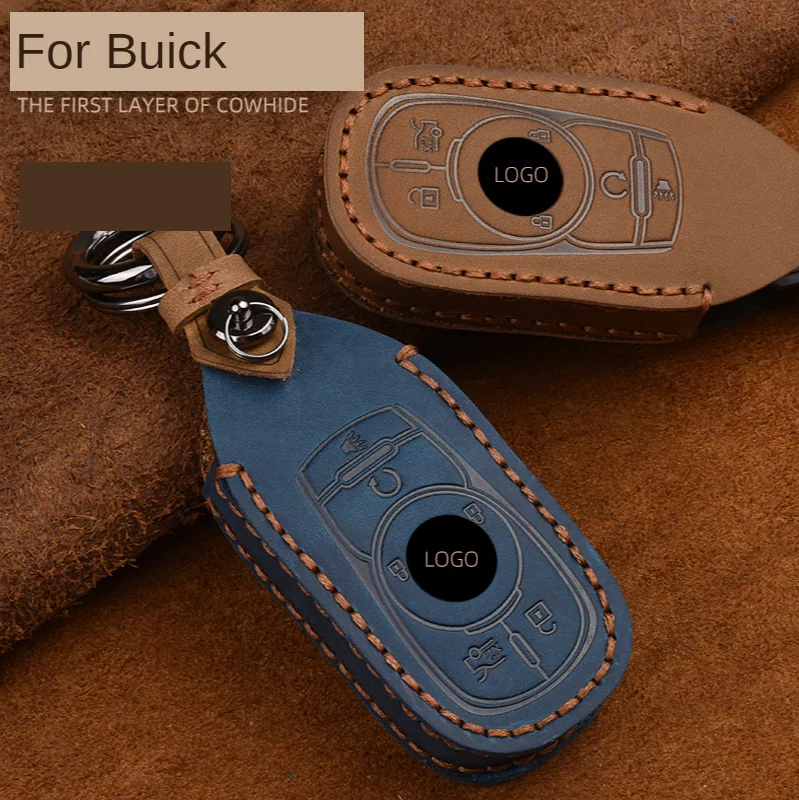 

Crazy Horse Leather Car Key Case For Buick Verano Regal Lacross Encore Envision Enclave GL8 Remote Fob Protector Cover Accessory