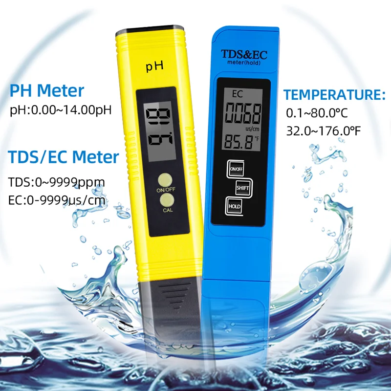 PH and blue EC Meter Цифровой измеритель PH TDS EC Тестер термометр ручка Чистота воды PPM фильтр гидропоники для Аквариума Бассейн Воды Монитор Скидка 40 - Цвет: PH and blue EC Meter
