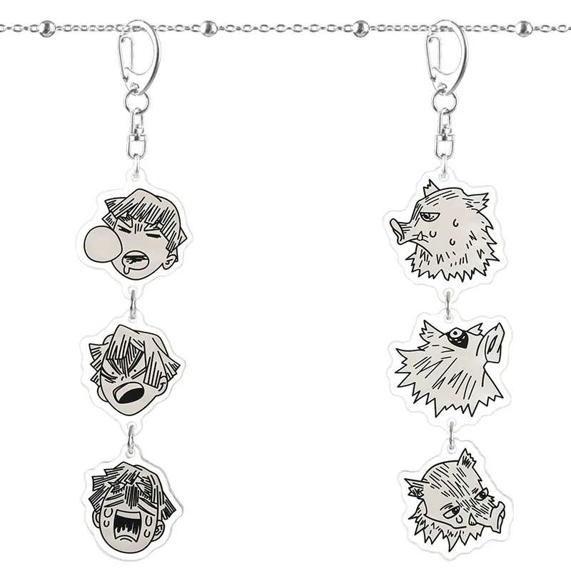 Anime Demon Slayer Cosplay Cute Keychain for Children Kimetsu No Yaiba Acrylic Pendant Keychain for Bag Cosplay Gift for Kids