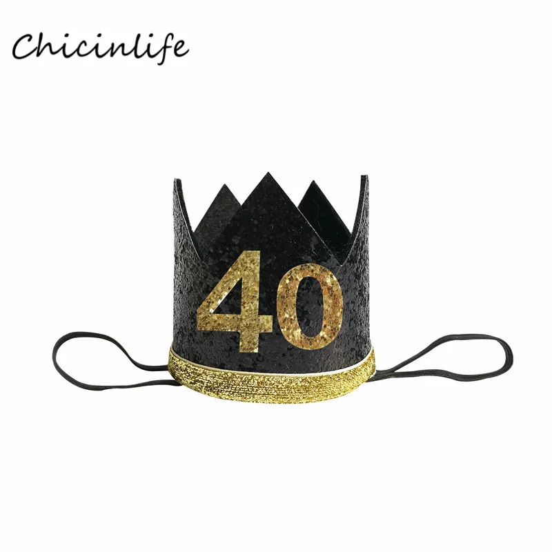 40 Chicinlife 30 40 50 60 повязка на голову с короной на день рождения для женщин 30th 40th 50th День рождения украшение для взрослых день рождения Юбилей шляпа - Цвет: 40