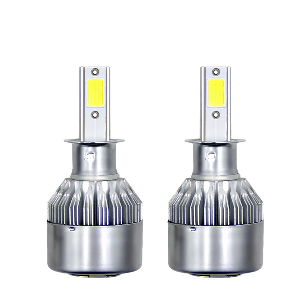 H3 2 шт. C6 комплект автомобильных светодиодных фар Led COB 6000K 36W 8000LM Hi/Lo Beam Turbo Light белые