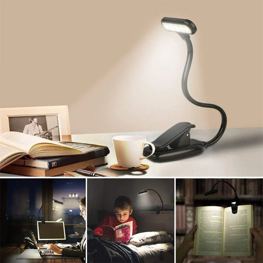 

Rechargeable LED USB Book Light Reading Light Flexible Book Lamp Dimmer Clip Table Desk Lamp Portable Clip Light