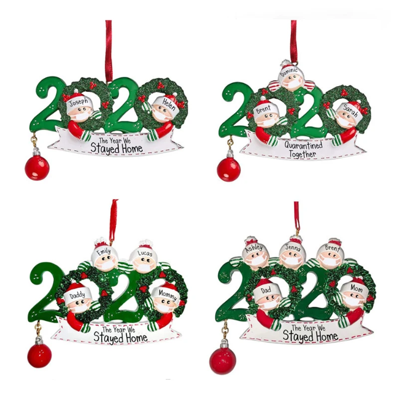 2020 Christmas Decorations For Home DIY Personalized Xmas Tree Drop Ornament Quarantine Gift Santa Claus With Mask | Дом и сад