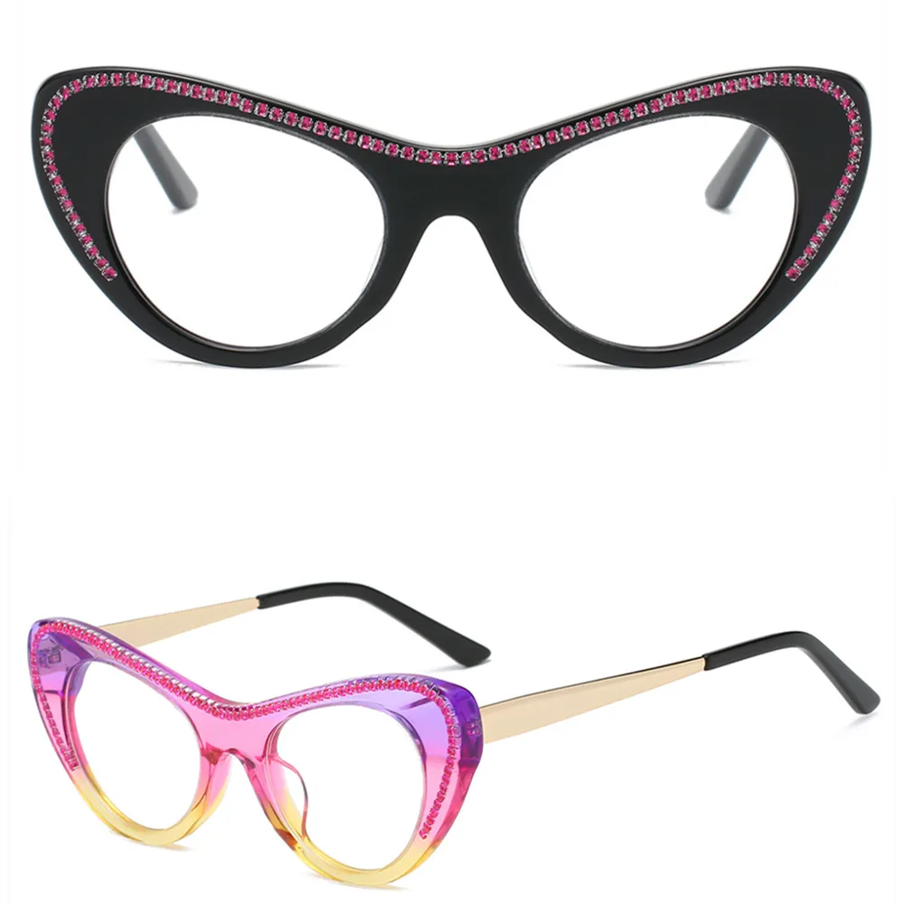 

Three color Fashion Trend Cat Eye Design Sheet Acetate Retro Glasses Men's Glasses Frame Women's Optical Prescription