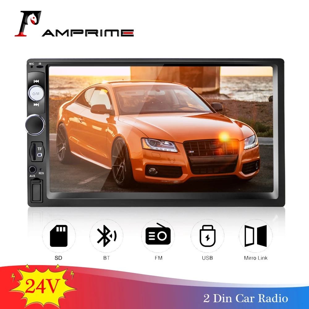 Автомагнитола AMPrime 2din 24 В с Bluetooth Mirrorlink FM AUX MP5 плеер стерео камерой заднего вида |