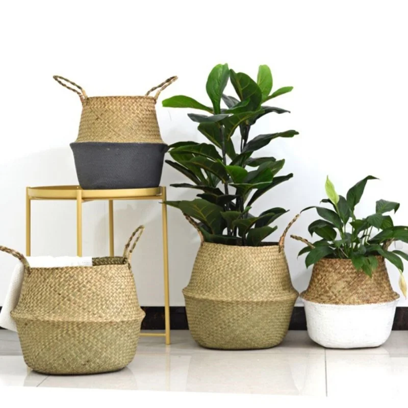 Складные соломенные корзины для хранения ручной работы бамбуковые плетеные из