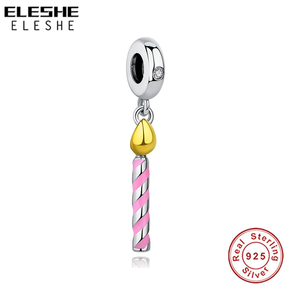 Подвески из настоящего серебра 925 пробы бусины розовая эмалированная подвеска в