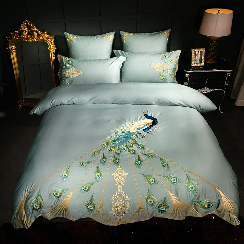 

Luxury 1000TC egyptian cotton Queen King Bedding Set 4/6pcs Bed cover Bedsheet Embroidery Duvet Cover Pillowcase