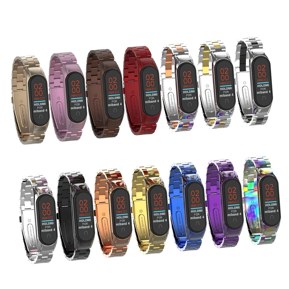 Ремешок из нержавеющей стали Mi Band 4, умный ремешок для часов для Xiaomi Mi Band 4, 3, Band 3, металлический браслет на запястье для Xiaomi Mi Band 2 Mi4