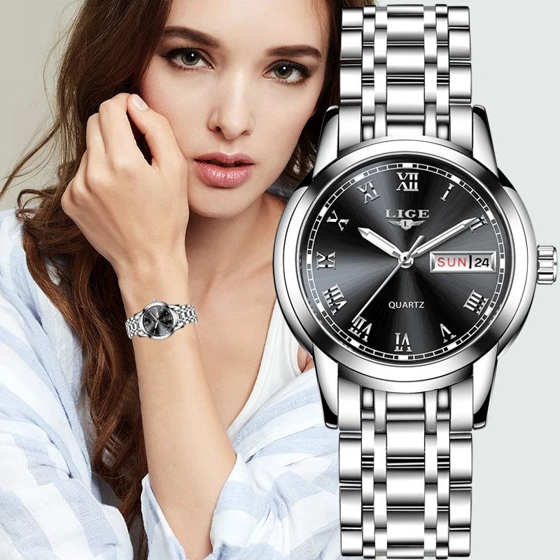 

Fashion Women Watches Ladies Top Brand Luxury Stainless Steel Calendar Sport Quartz Watch Women Waterproof Bracelet Watch