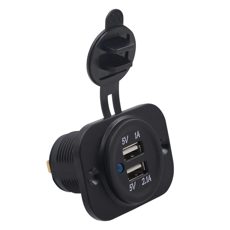 

Водонепроницаемый мотоциклетные Dual USB Порты и разъёмы Зарядное устройство гнездо 1A % 2.1A для автомобиля морской лодки RV мобильный ретранслят...